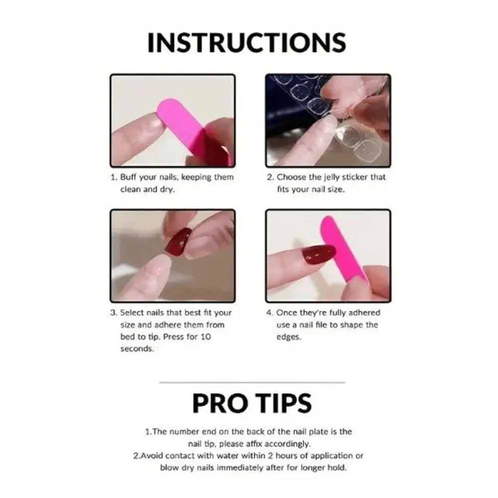 White Press-On Finger Nails - 24 Pieces